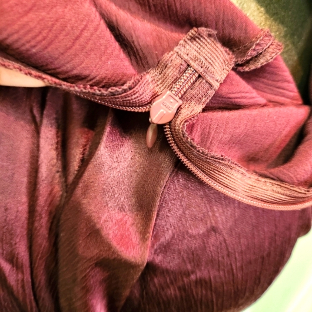 Halter Gown In Wine With Slit, Back Zipper & Closure - Picture 14 of 16